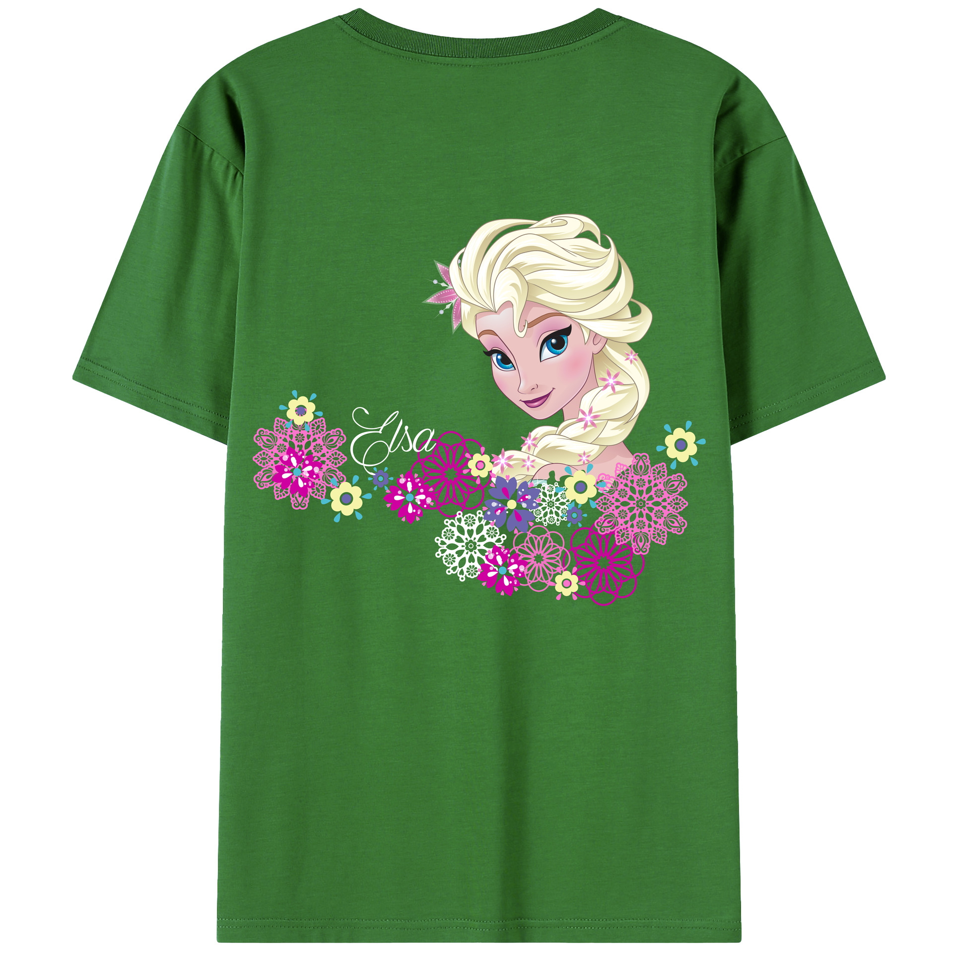 （画像用） アナと雪の女王 アンナ エルサ Frozen Anna Elsa レディース半袖Tシャツ(バックプリント)